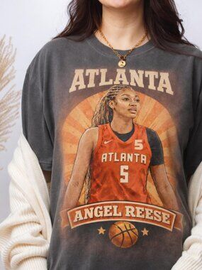 Vintage Angel Reese Atlanta Basketball Graphic T-Shirt Design